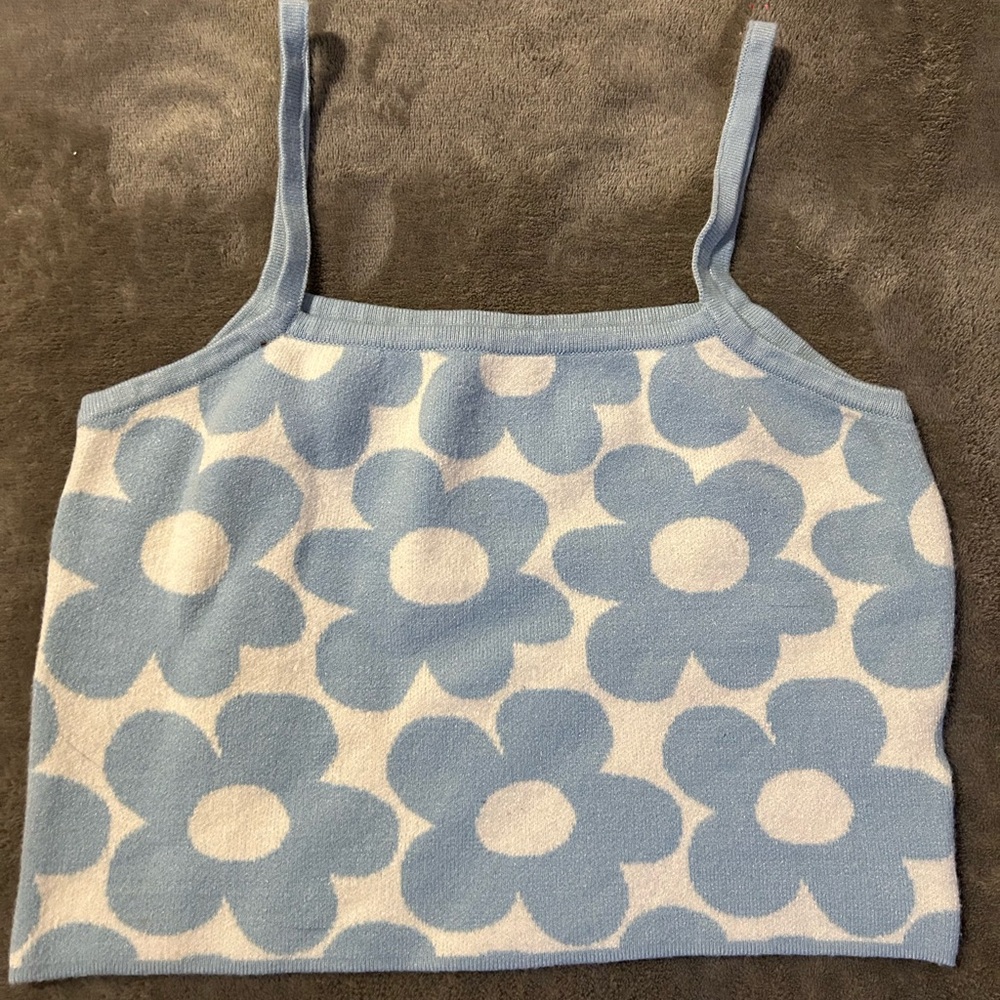 Altar'd State Blue and White Floral Crop Top